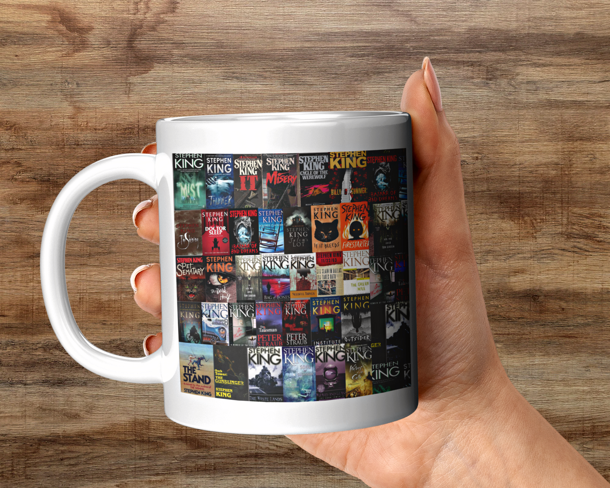 Stephen King Book Covers Mug, Constant Reader Coffee Cup For Mom